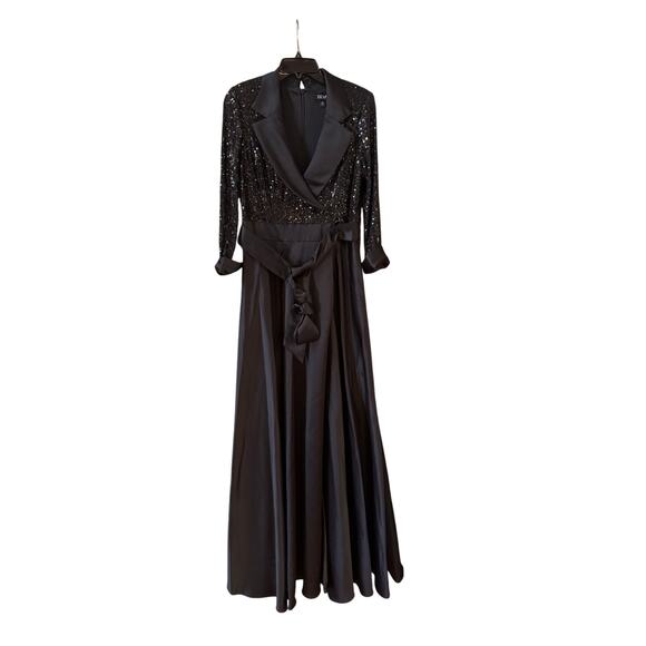 Xscape Evenings Sequin Long Sleeve Tux Ballgown (new) Sz 10 $298.00 retail - Picture 6 of 7